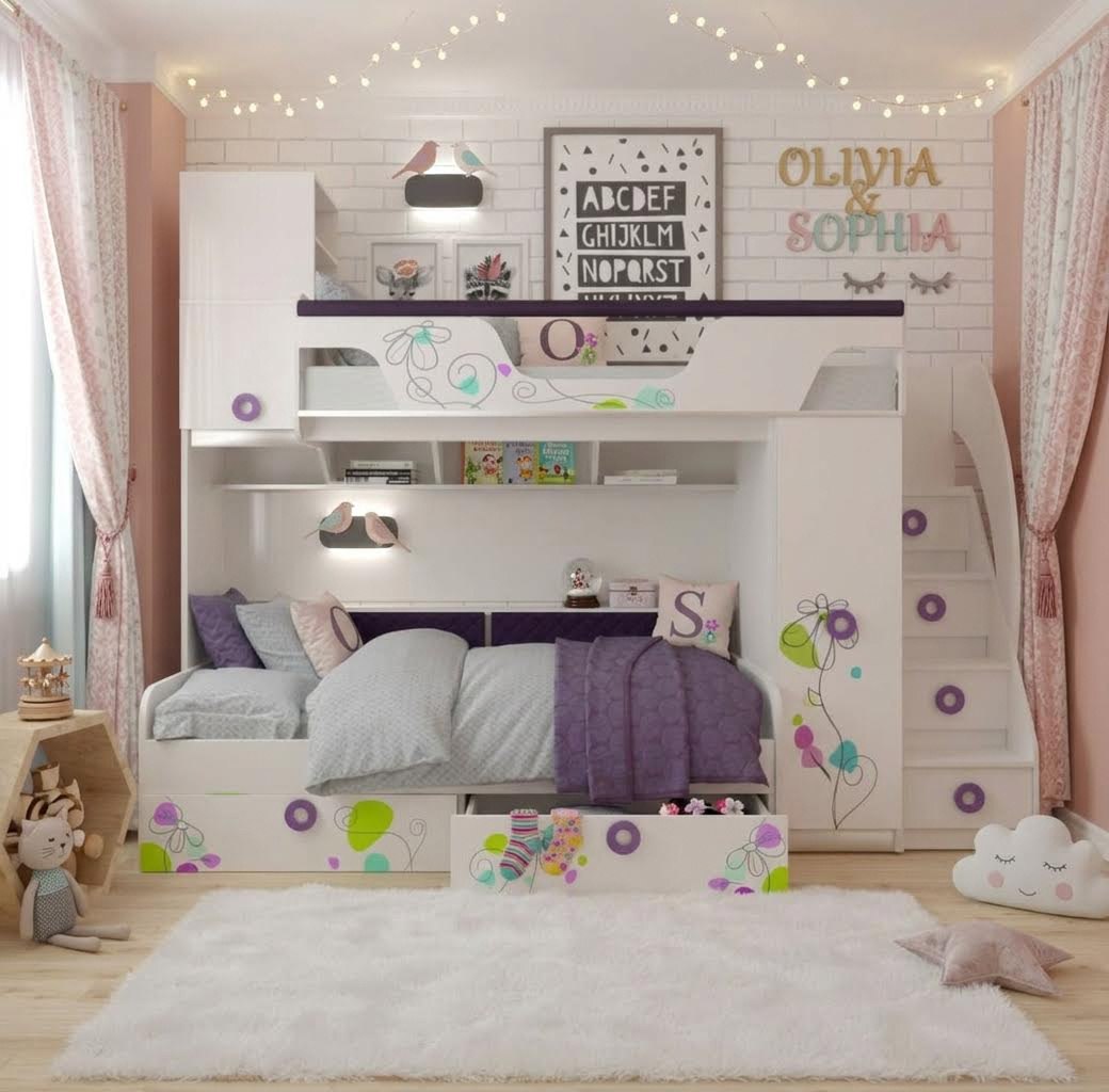 Кровать-чердак коллекции Цветы + кровать 190х90 Цветы