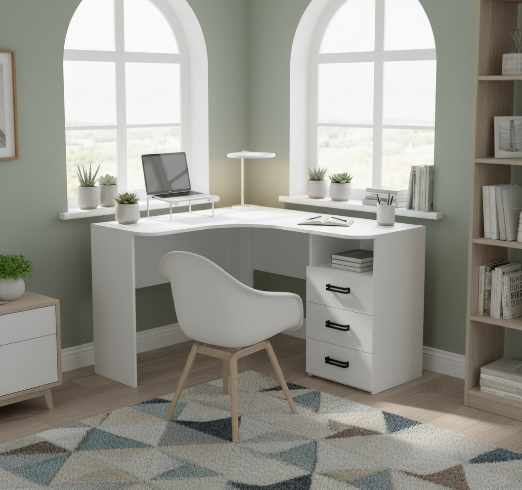 Стол угловой коллекции Престиж с 3 ящиками 