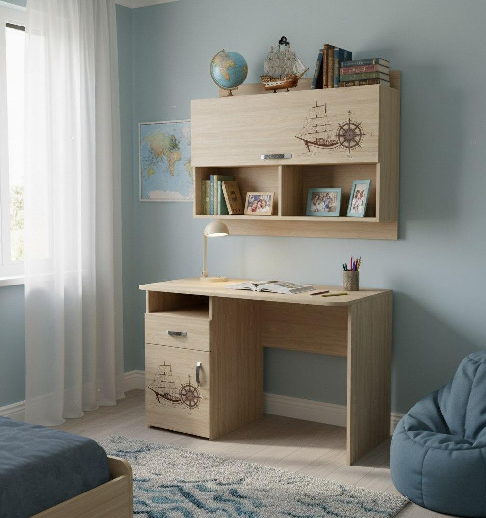 Стол письменный + полка настенная коллекции Фрегат