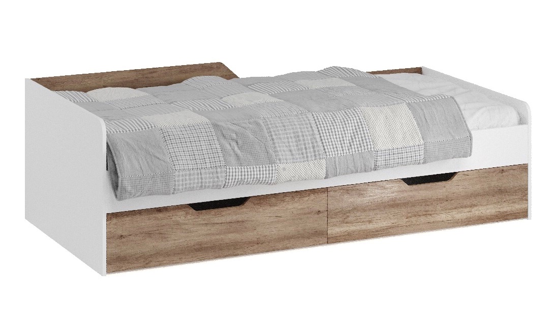 Кровать коллекции Лайт Лофт 180х80 (дуб каньон+белый)