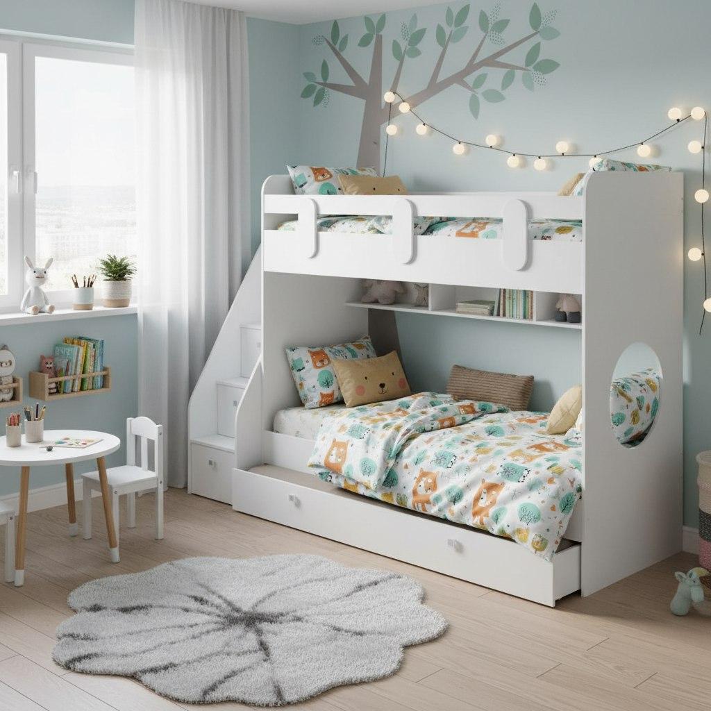 Двухъярусная кровать Фортуна-3 (цвет белый) 190х80