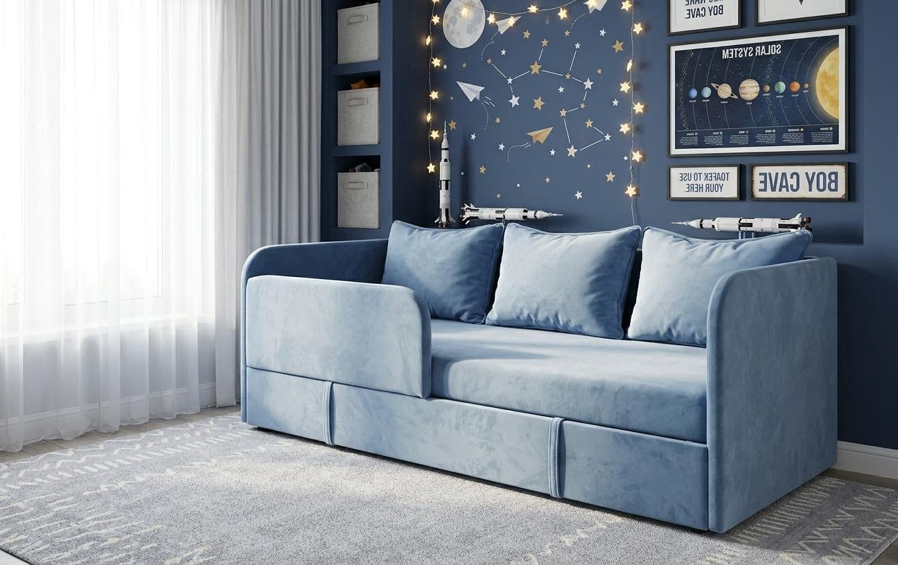 Диван-кровать Кэви 165х75. Велюр Teddy 313 (голубой)