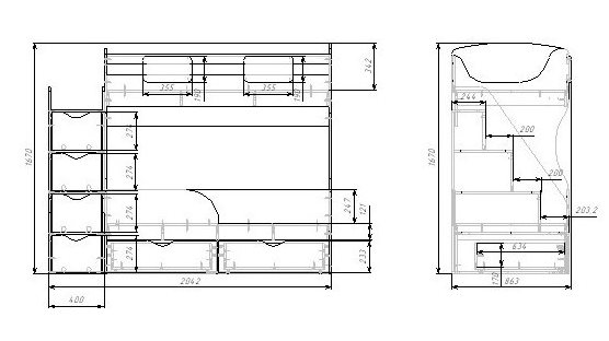 Двухъярусная кровать Альфа Мини 160х80 (цвет белый) с бортиком от Династия Kids