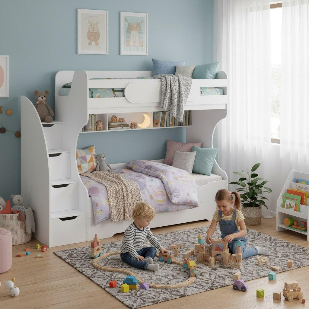 Двухъярусная кровать БИГ (цвет белый) 120х200