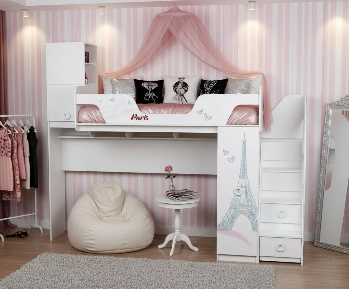 Кровать-чердак 190х80 коллекции Модница 4 New 