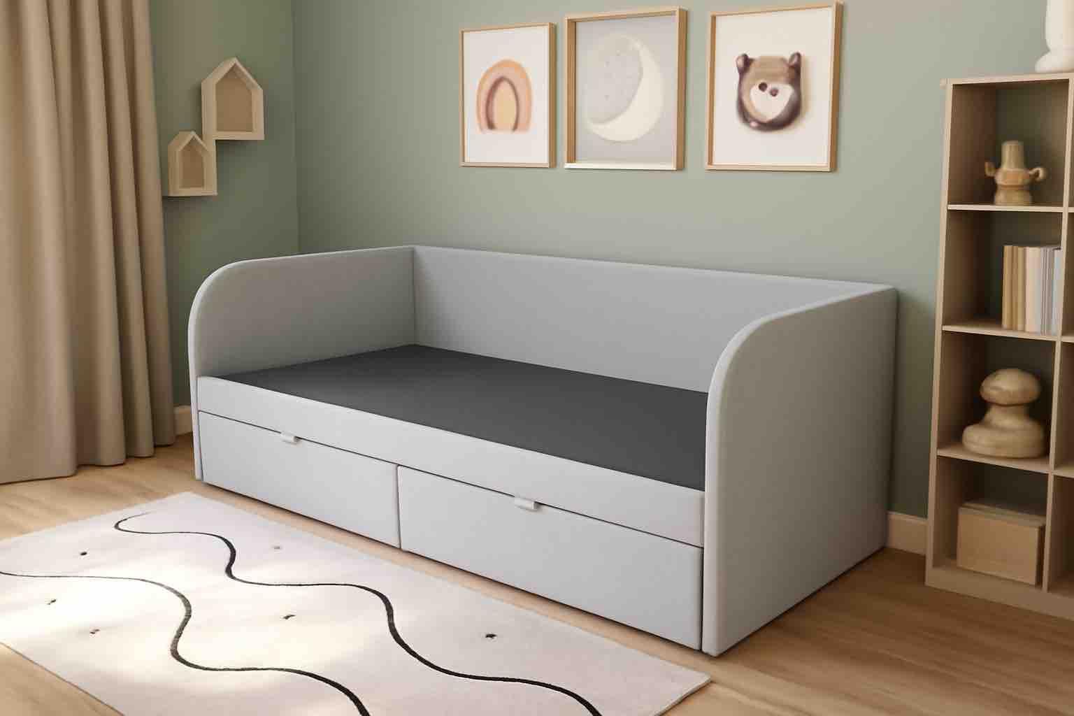 Кровать Слайт Классика 200х90. Велюр Teddy 313 (серый)