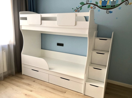 Двухъярусная кровать Дуэт (белый+дуб сонома) 180х80 от Династия Kids