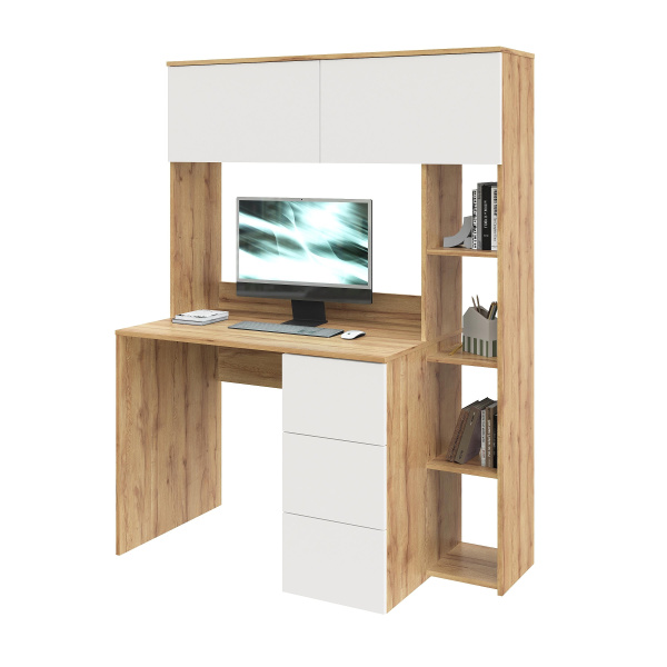 Стол Ритм 1250 мм (корпус дуб золотистый + фасады белые)