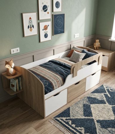 Кровать Малыш правая/левая (цвет: белый) от Династия Kids