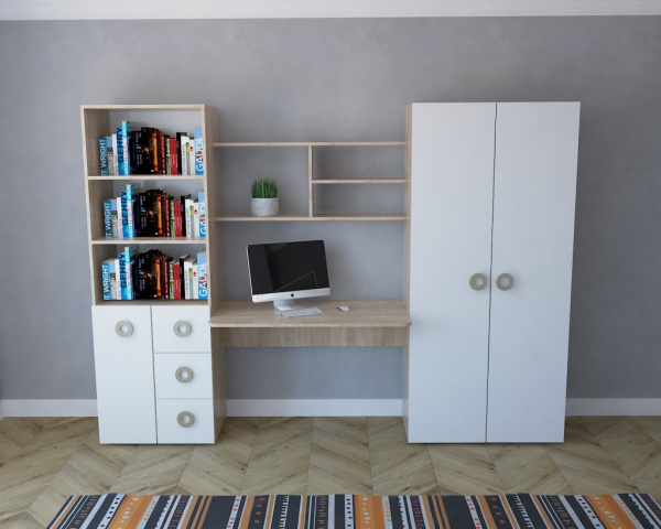 Уголок Д-5 коллекции Юниор (дуб сонома+белый)