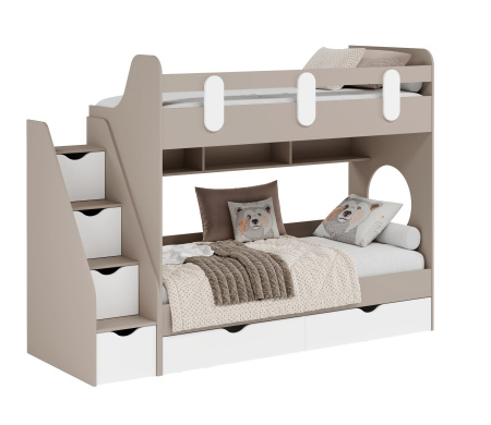 Двухъярусная кровать Фортуна 180х80 (белый + дуб сонома) от Династия Kids