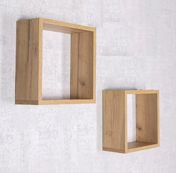 Комплект интерьерных полок Кубики (дуб золотистый)