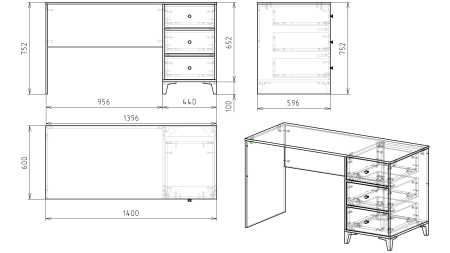 Стол коллекции Вест (ширина 1400 мм) от Династия Kids