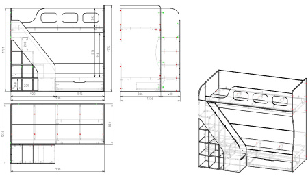 Кровать двухъярусная 190х80 Умка-8 (цвет белый) от Династия Kids