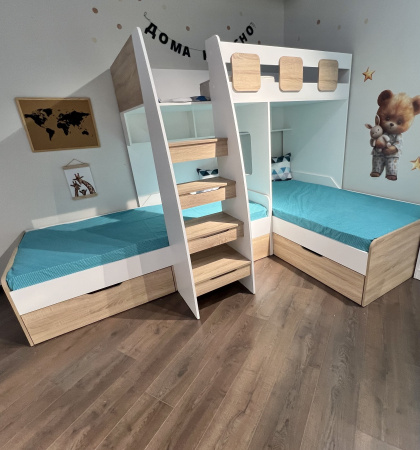 Кровать 3-х ярусная Династия (гаскон пайн) 