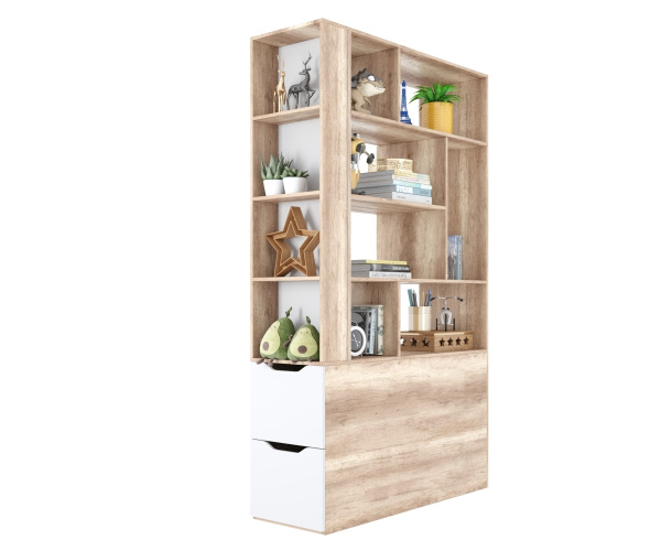 Стеллаж-перегородка для зонирования Стиль (дуб каньон) ширина 1200 мм