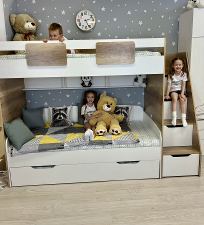 Кровать выдвижная Двушка (цвет: белый) 190х90 от Династия Kids