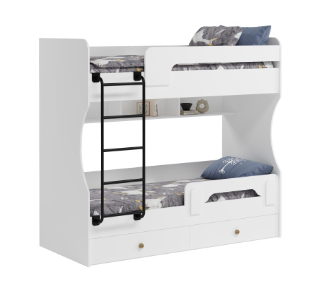 Кровать 2-х ярусная Омега (лестница черная) 190х80 от Династия Kids