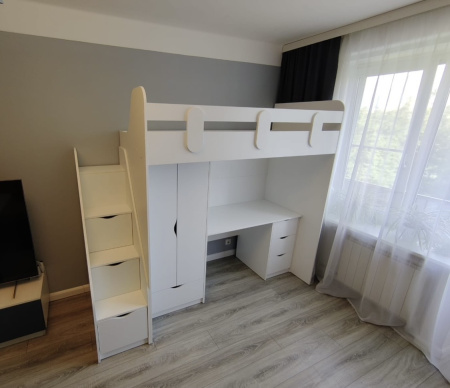 Кровать-чердак Уют-2 + Стол + Шкаф  от Династия Kids