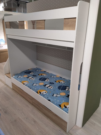 Кровать 2-х ярусная Твинс (дуб сонома + белый) 190х90 от Династия Kids