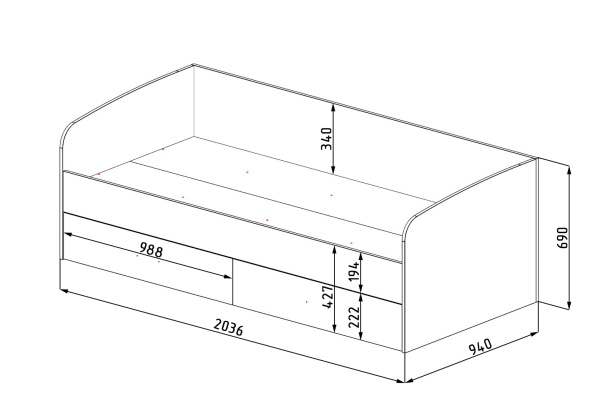 Кровать Твой Стиль New 200х90 (прямая спинка) от Династия Kids