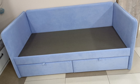 Мягкая кровать Эрмика 160х80. Велюр Teddy 311 (голубой) 