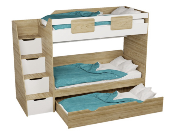 Кровать-чердак Мозаика+кровать Двушка (левая) Вяз швейцарский 190х90 от Династия Kids