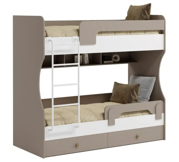 Кровать 2-х ярусная Омега (велюр + белый) 190х80 от Династия Kids