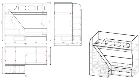 Двухъярусная кровать Умка-7 (цвет белый) 190х80  от Династия Kids