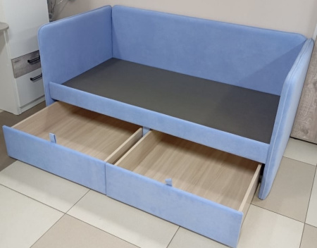 Мягкая кровать Эрмика 160х80. Велюр Teddy 311 (голубой) 