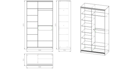 Шкаф-купе Тип 1 ширина 1200 (цвет белый) от Династия Kids