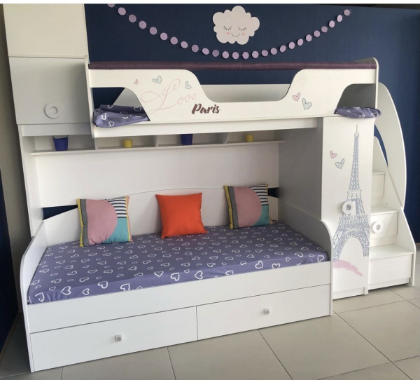Кровать-чердак 190х80 Модница 4 New (правая/левая) от Династия Kids