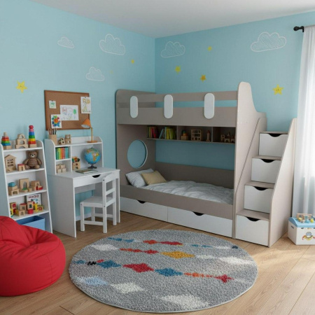 2-х ярусная кровать Фортуна (велюр + белый) 180х80 от Династия Kids