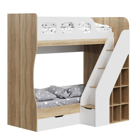 Кровать 2-х ярусная Умка-4 (дуб сонома+белый) 190х80  от Династия Kids