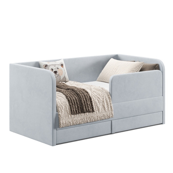 Мягкая кровать Nepos 160х80 (универсальный бортик). Велюр Velutto - 3 цвета в продаже!