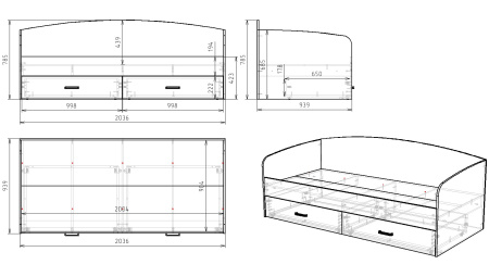 Кровать коллекции Твой Стиль New 200х90  от Династия Kids