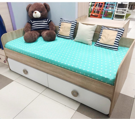 Кровать 190х90 коллекции Юниор 6.1 (дуб сонома+белый) от Династия Kids