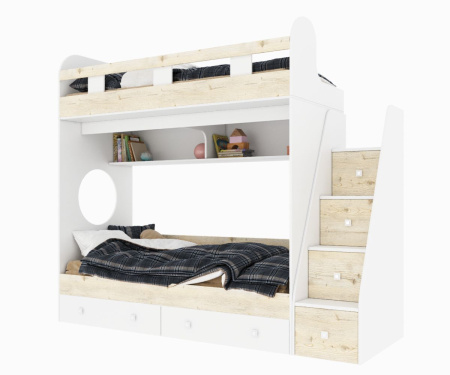 Двухъярусная кровать Юниор 1 (цвет белый) 190х80 от Династия Kids