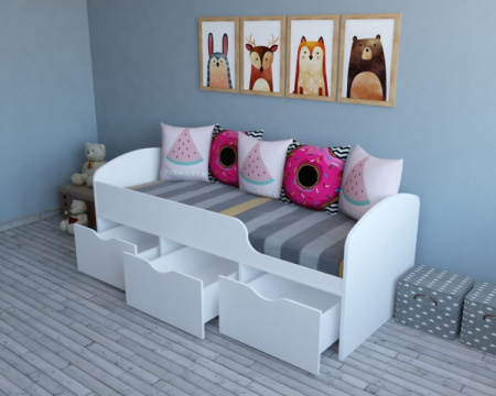 Кровать Малыш правая/левая (цвет: белый) от Династия Kids