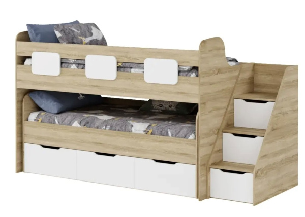 Кровать 2-х ярусная Городок (цвета разные). Правая/левая