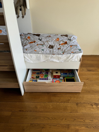 Трехъярусная кровать Династия 190х90 (дуб сонома+белый) 