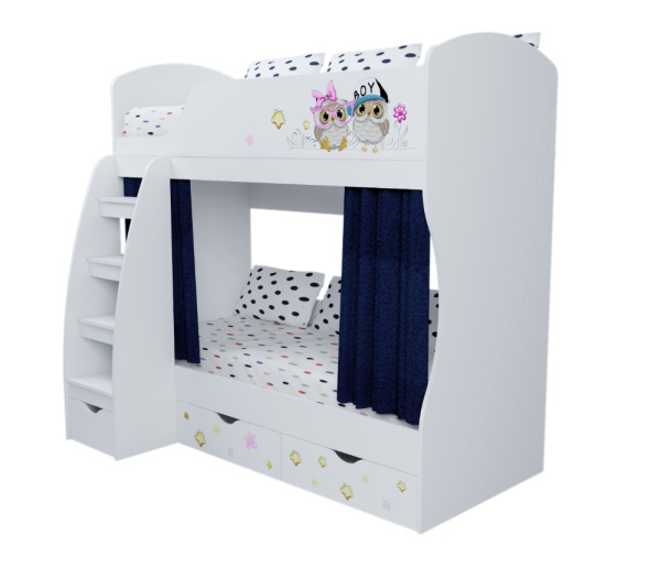 Кровать двухъярусная Совята 180*80 от Династия Kids