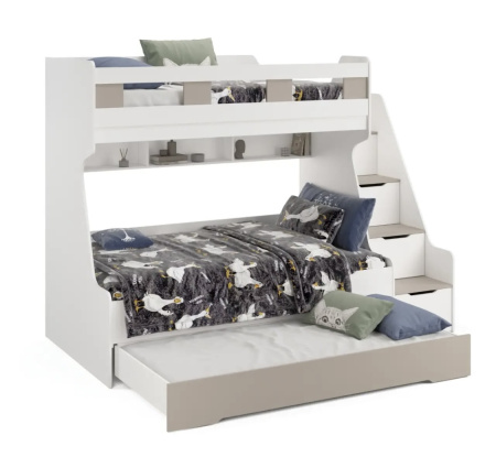 Кровать РУМ (корпус дуб золотистый + фасады белые) 120х200