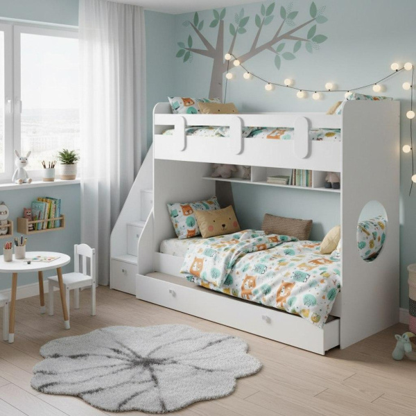 Двухъярусная кровать Фортуна-3 (цвет белый) 190х80