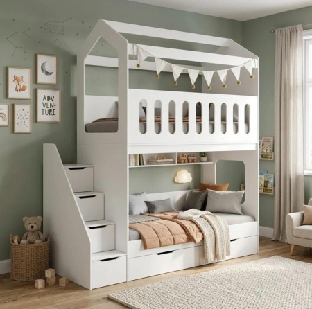 2-х ярусная кровать Остров Сокровищ + лестница-комод  от Династия Kids