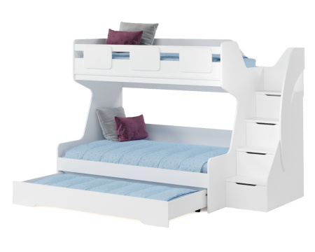 Кровать МЕГА ПРЕМИУМ (корпус дуб каньон + фасады белые) 120х200