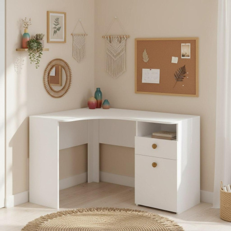 Стол угловой 1400 мм коллекции Умка NEW (ручки - дуб) от Династия Kids