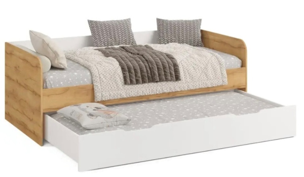 Кровать 2-х ярусная выкатная 190х90 Дабл (дуб золотистый + белый) 