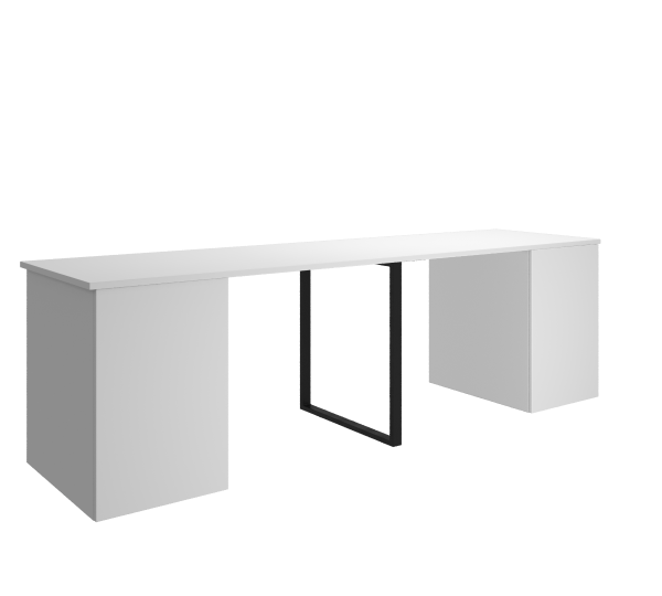Стол Дуэт 2200 мм (две тумбы) белый + опора черная от Династия Kids