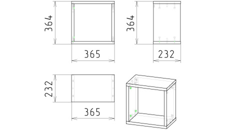 Полка настенная 22 мм Куб-1 (цвет белый) ширина 365 мм